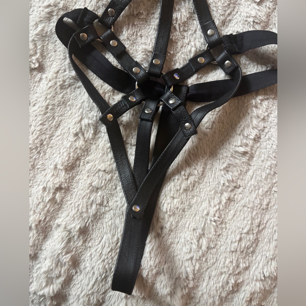 Elegant Moments Black Leather Teddy - Picture 4 of 5